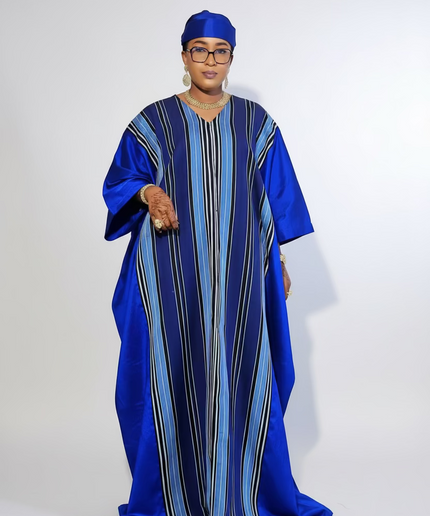 Boubou aso oké tafetta - Bleu