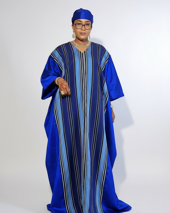 Boubou aso oké tafetta - Bleu