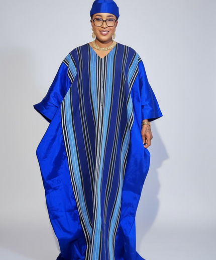 Boubou aso oké tafetta - Bleu
