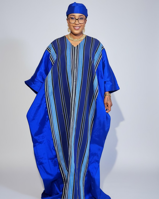 Boubou aso oké tafetta - Bleu
