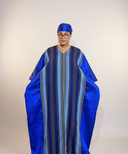 Boubou aso oké tafetta - Bleu
