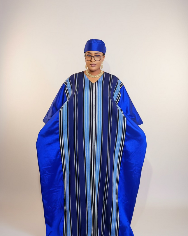 Boubou aso oké tafetta - Bleu
