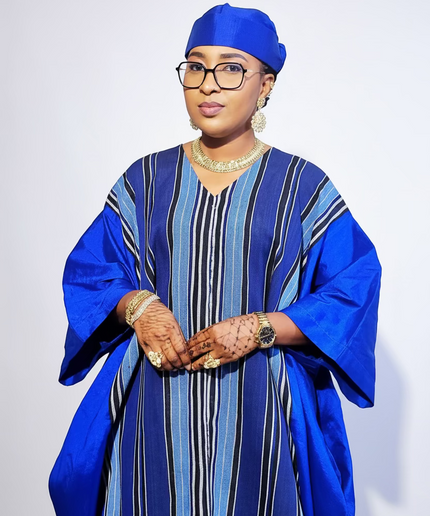 Boubou aso oké tafetta - Bleu