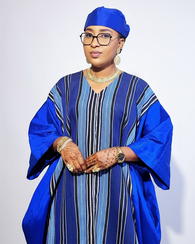 Boubou aso oké tafetta - Bleu