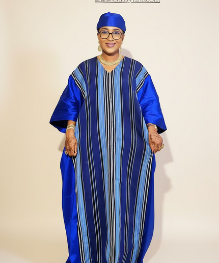 Boubou aso oké tafetta - Bleu