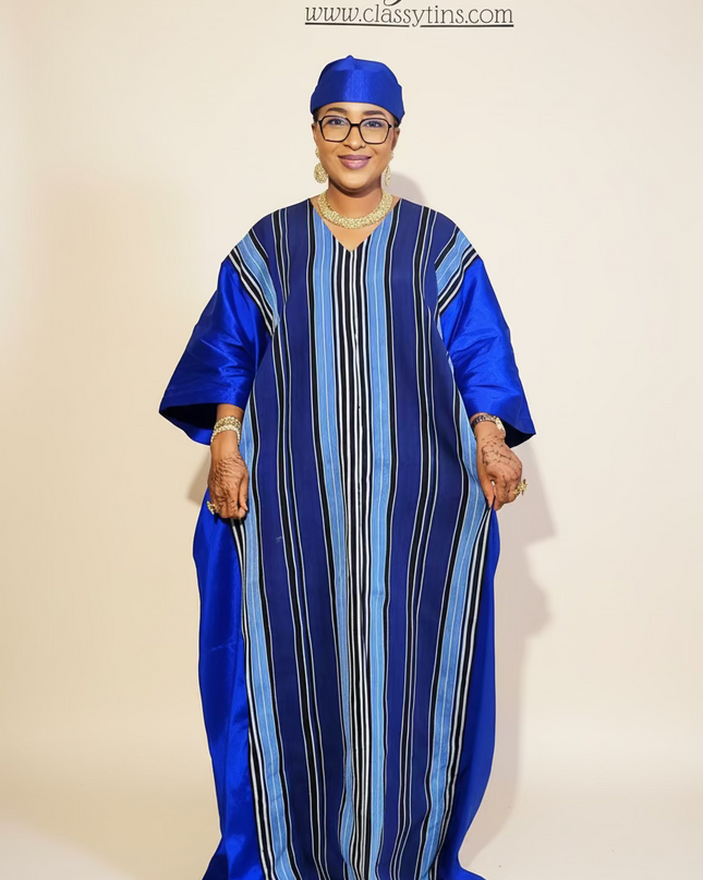 Boubou aso oké tafetta - Bleu
