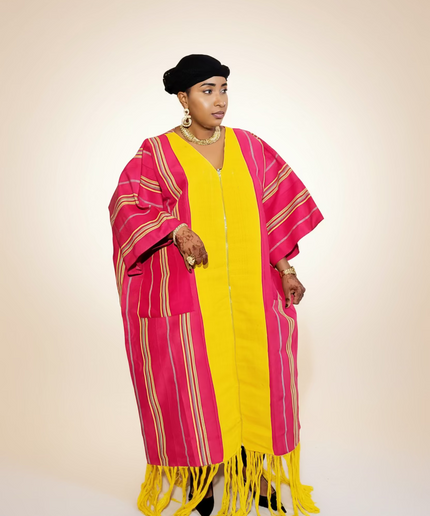 Kimono robe à fermeture - Rose jaune