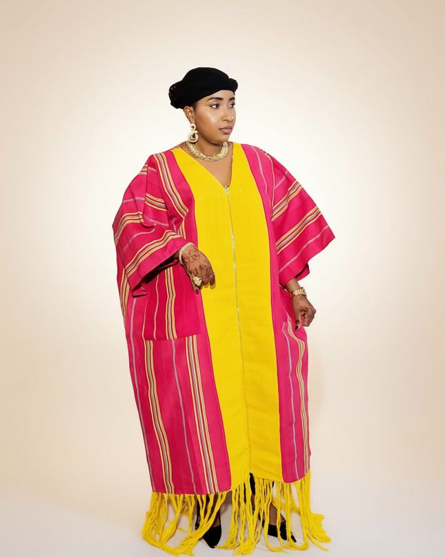 Kimono robe à fermeture - Rose jaune