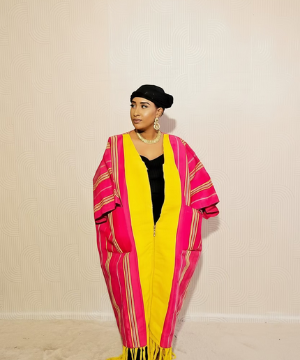 Kimono robe à fermeture - Rose jaune