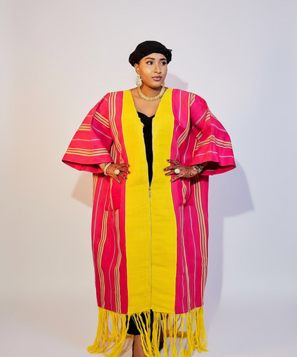 Kimono robe à fermeture - Rose jaune