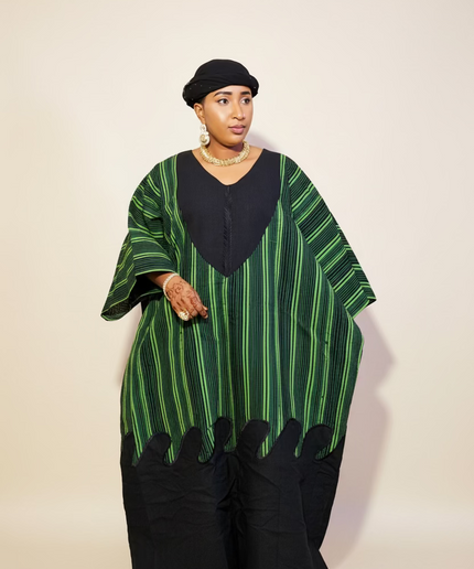 Robe ajetumo aso oké - Vert rayé