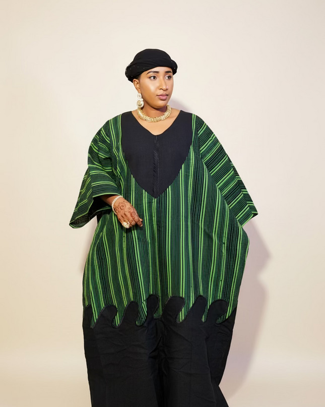 Robe ajetumo aso oké - Vert rayé