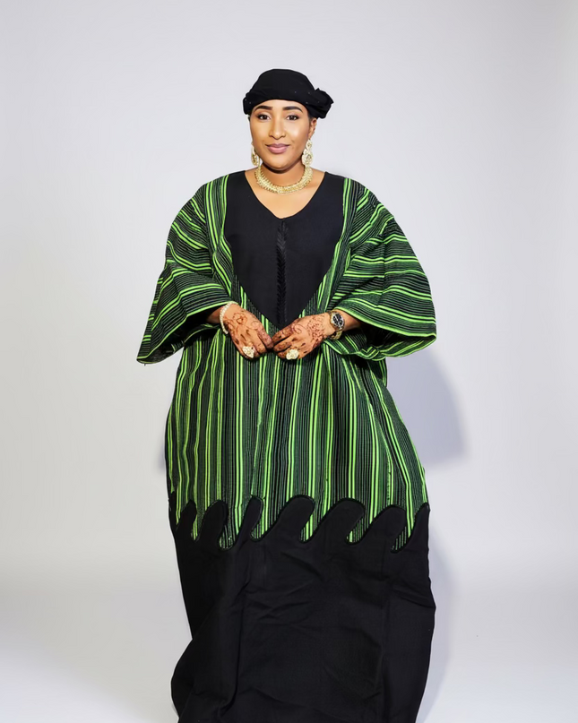 Robe ajetumo aso oké - Vert rayé