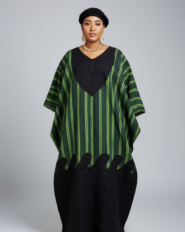 Robe ajetumo aso oké - Vert rayé