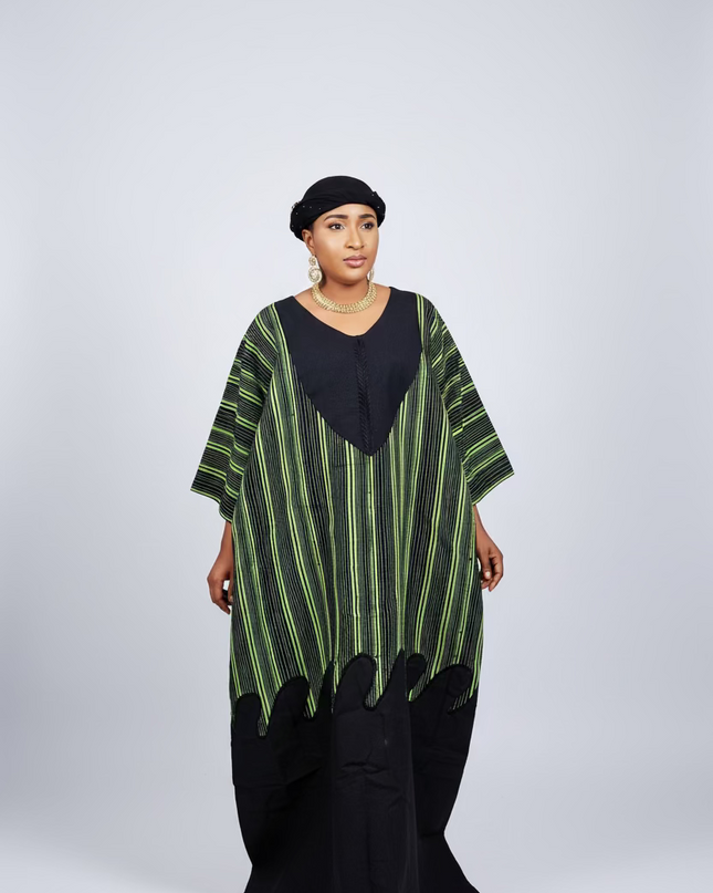 Robe ajetumo aso oké - Vert rayé