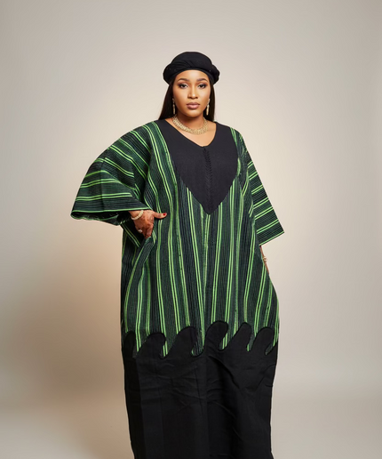 Robe ajetumo aso oké - Vert rayé