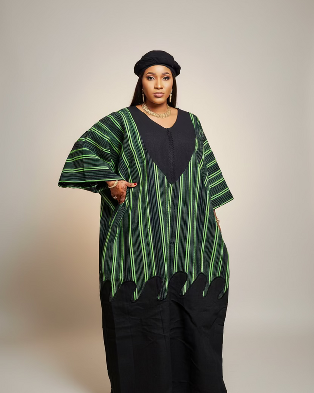 Robe ajetumo aso oké - Vert rayé