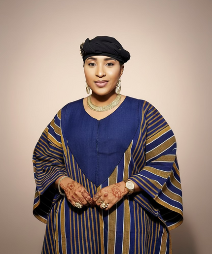 Robe aso oké brodé - Bleu marron