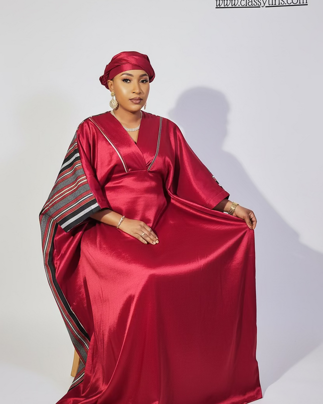 Boubou aso oké tafetta - Rouge
