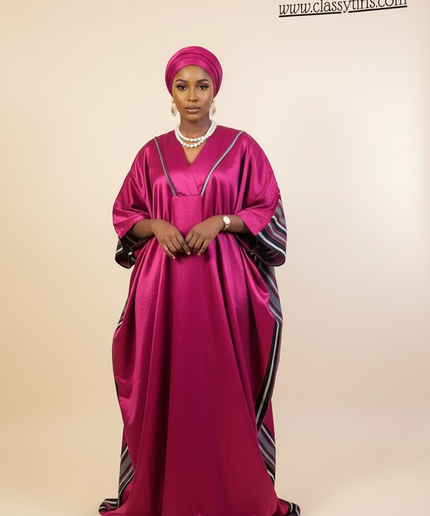 Boubou aso oké  tafetta - Cerise