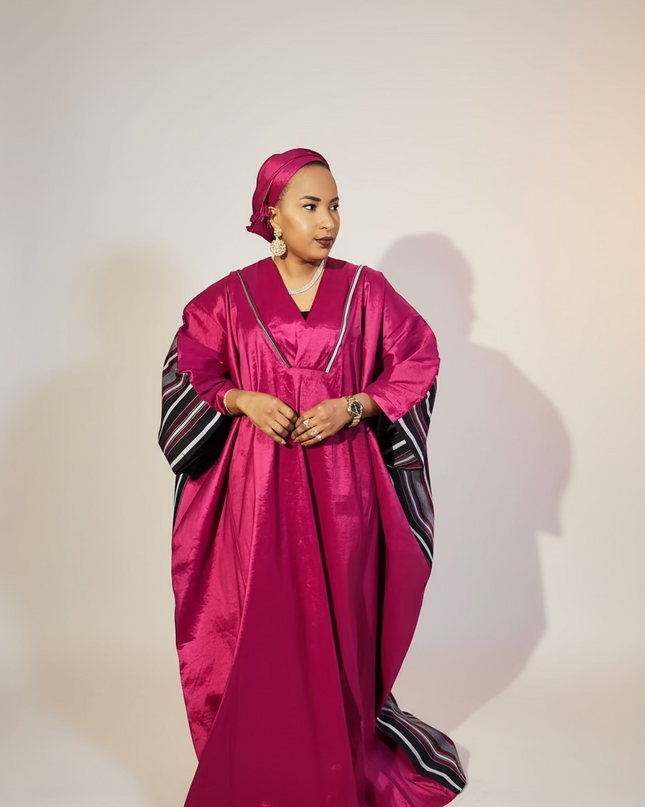 Boubou aso oké  tafetta - Cerise