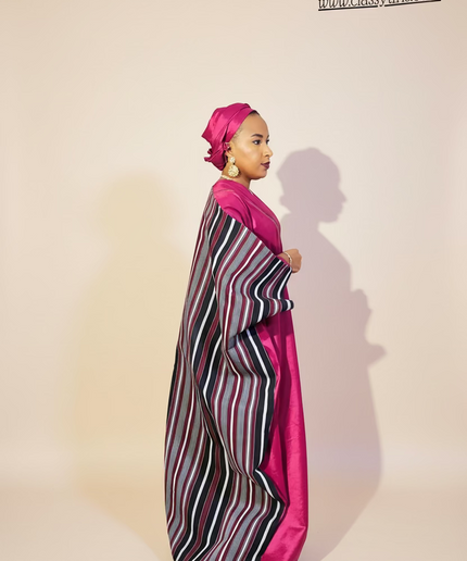 Boubou aso oké  tafetta - Cerise