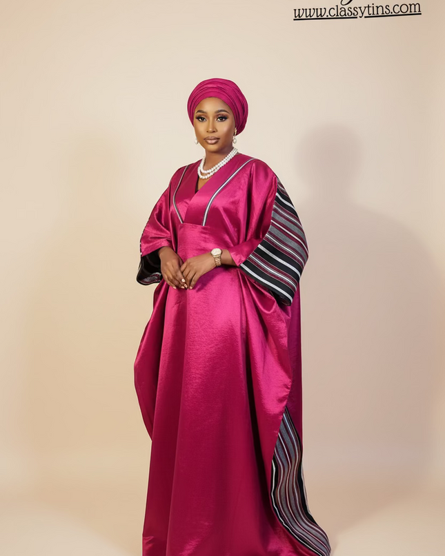 Boubou aso oké  tafetta - Cerise