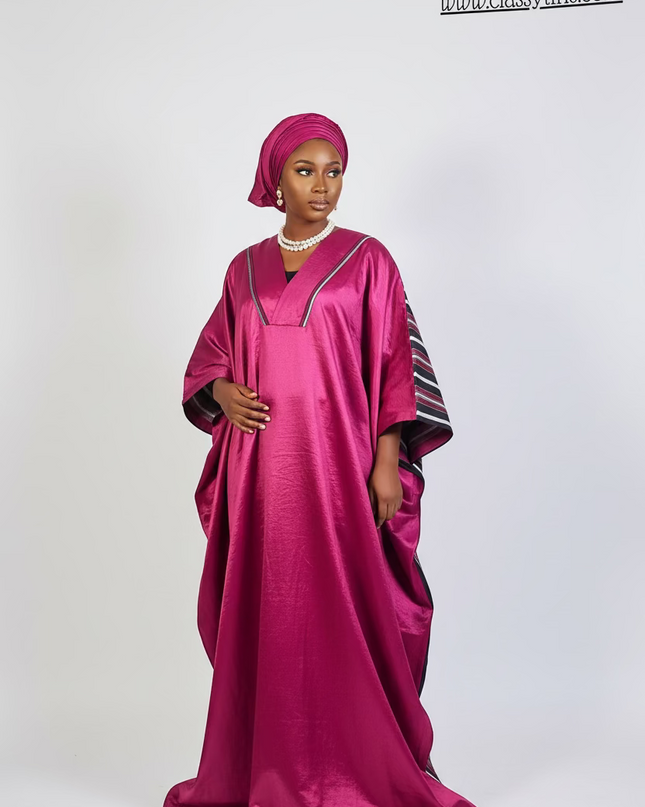 Boubou aso oké  tafetta - Cerise