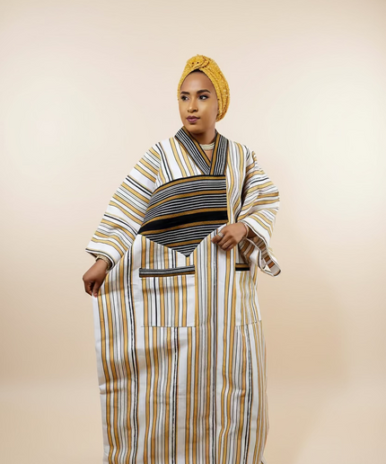 Boubou aso oke aderele strassé - Beige