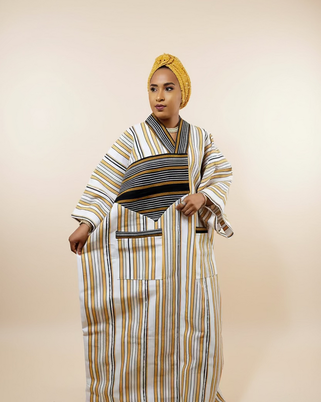 Boubou aso oke aderele strassé - Beige