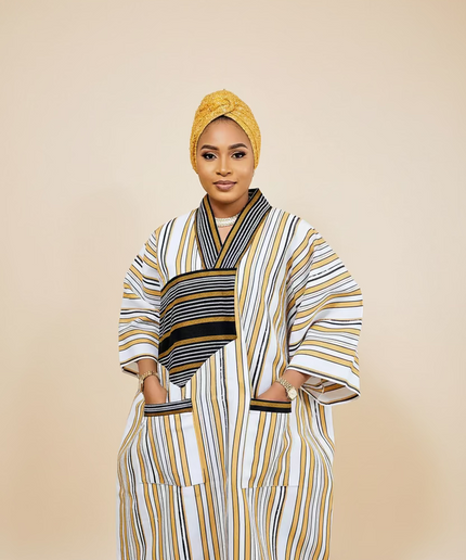Boubou aso oke aderele strassé - Beige