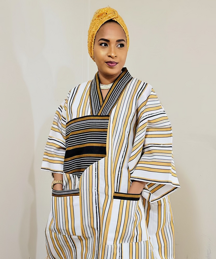Boubou aso oke aderele strassé - Beige