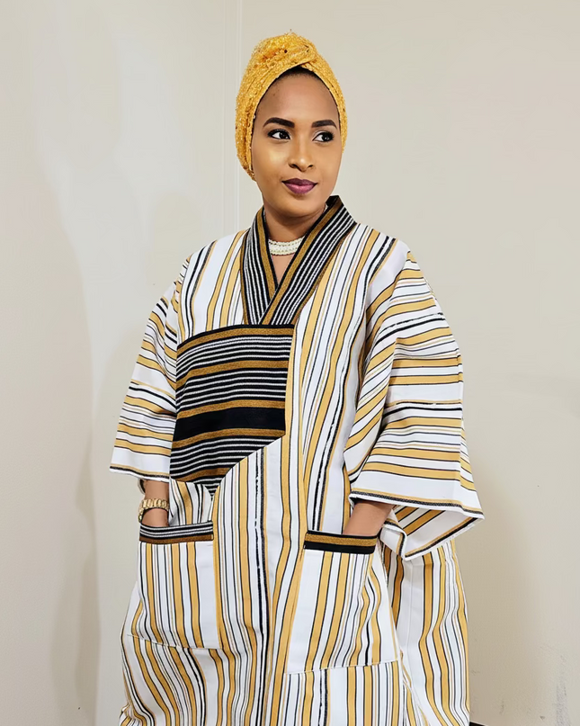 Boubou aso oke aderele strassé - Beige