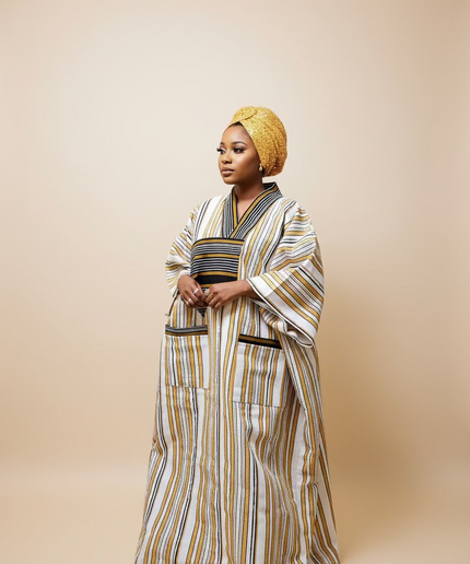 Boubou aso oke aderele strassé - Beige
