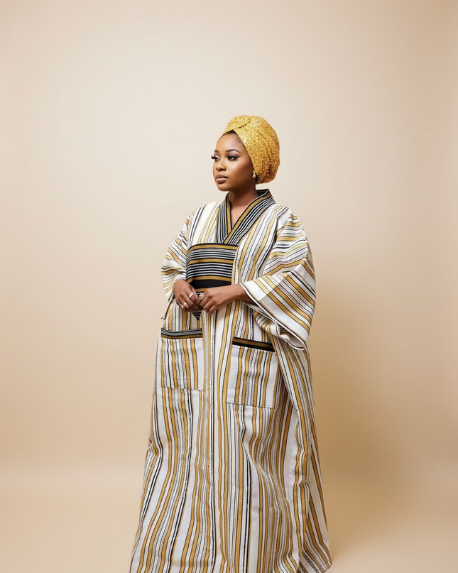 Boubou aso oke aderele strassé - Beige