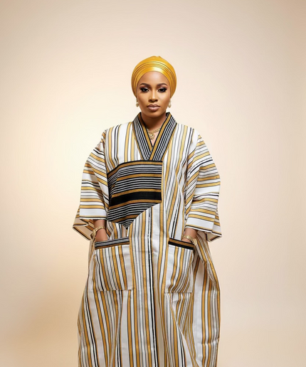 Boubou aso oke aderele strassé - Beige