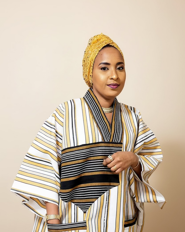 Boubou aso oke aderele strassé - Beige