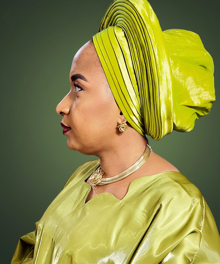 Chapeau taffeta nigérian - Vert olive