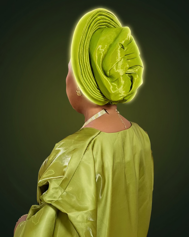 Chapeau taffeta nigérian - Vert olive