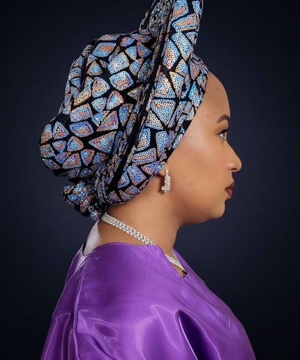 Chapeau nigérian 2 en 1 - Bleu ciel