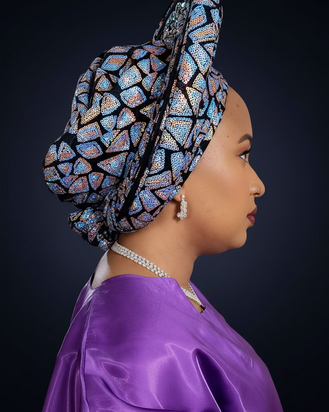 Chapeau nigérian 2 en 1 - Bleu ciel