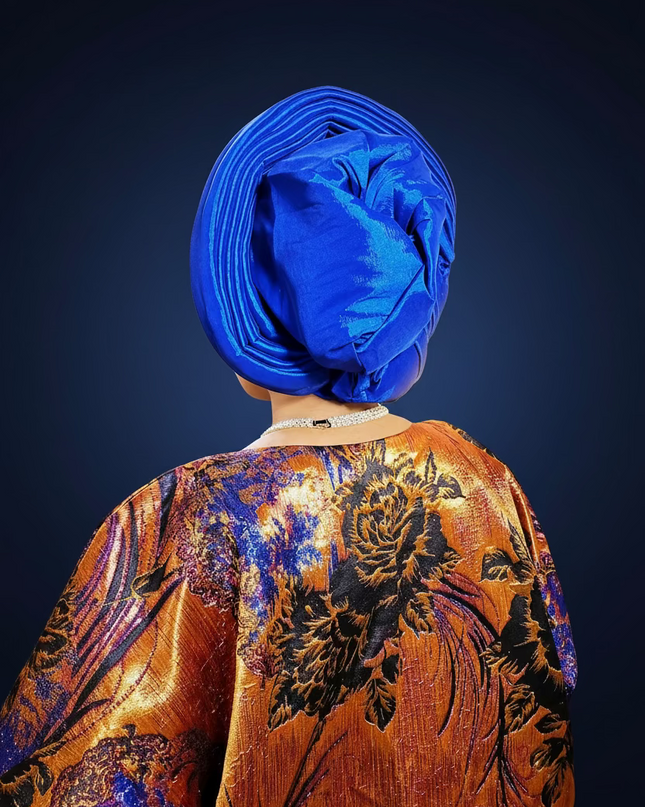 Chapeau taffeta nigérian - Bleu