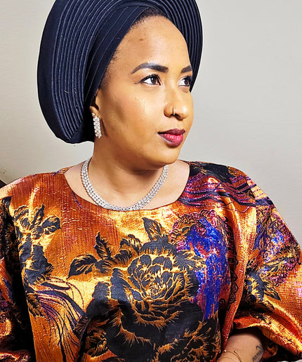Chapeau taffeta nigérian 2 en 1 - Noir
