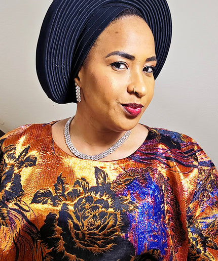 Chapeau taffeta nigérian 2 en 1 - Noir