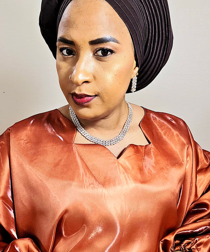 Chapeau taffeta nigérian - Marron