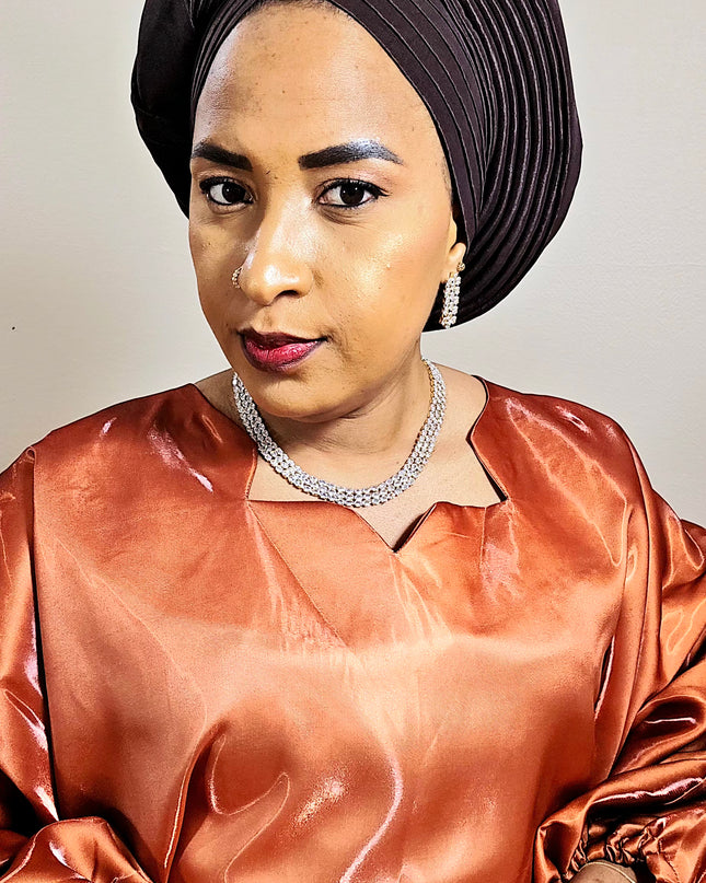 Chapeau taffeta nigérian - Marron
