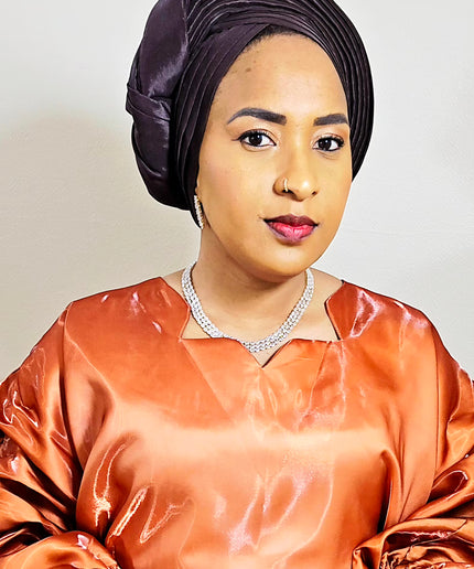Chapeau taffeta nigérian - Marron