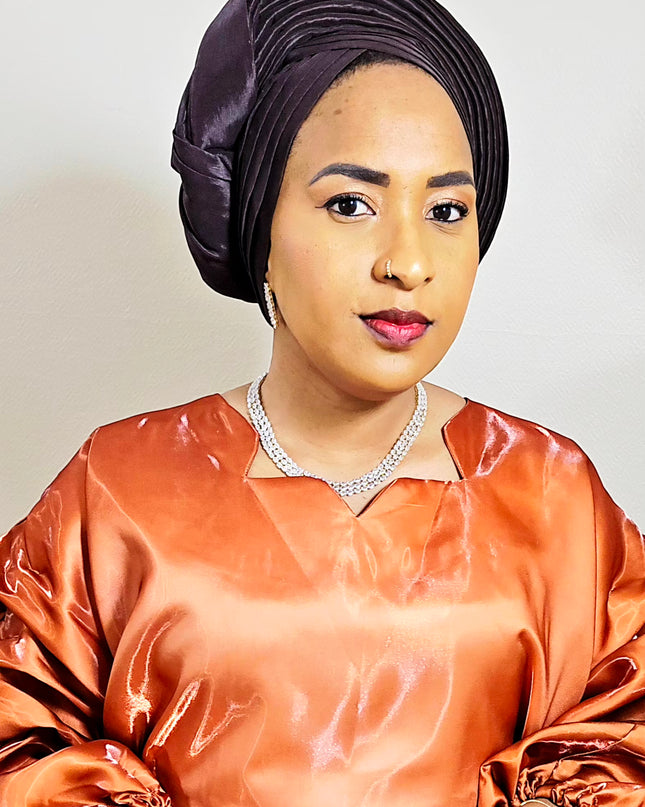 Chapeau taffeta nigérian - Marron