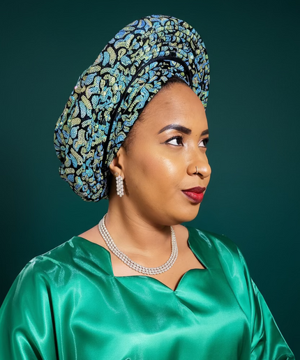 Chapeau nigérian 2 en 1 - Bleu vert