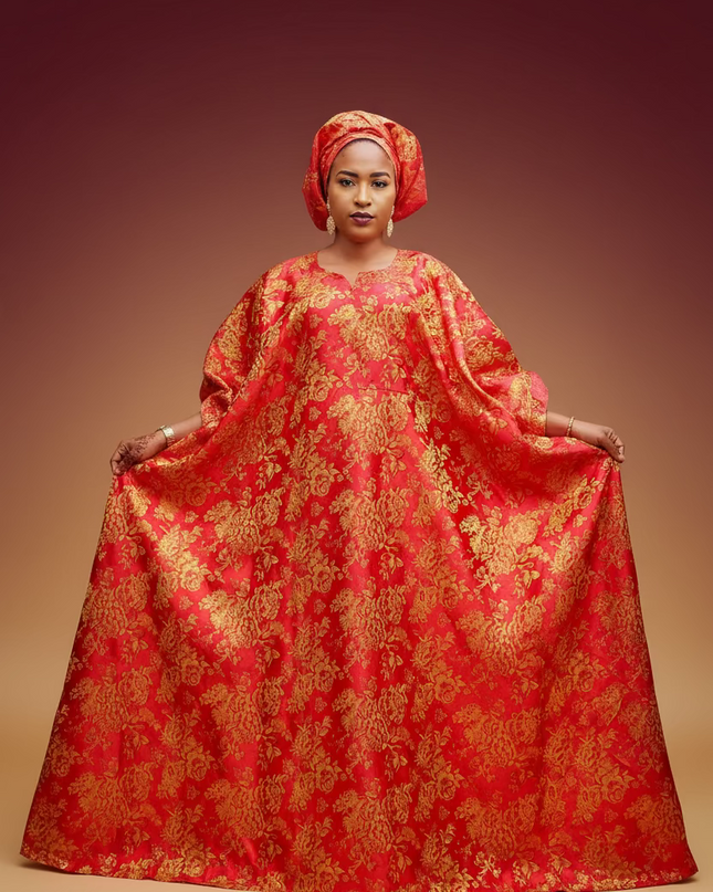 Robe damask festive - Rouge